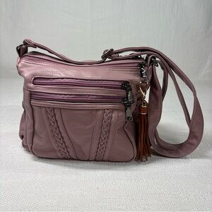 Elda Purse With Tassel, Zipper Compartments, Adjustable Side Pockets Lavender